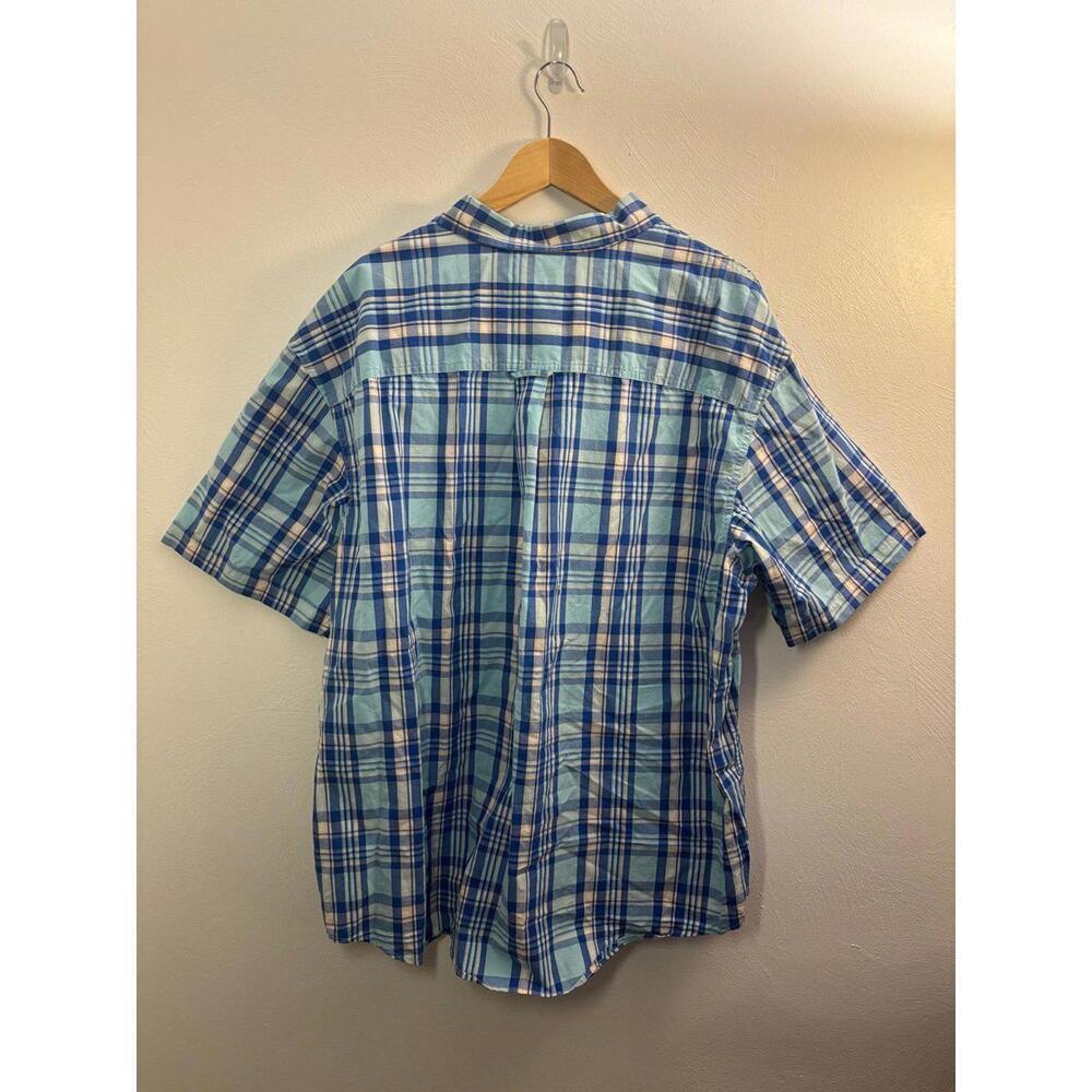 IZOD Blue Checkered Polo Short Sleeve Shirt Size 2XL - Picture 2 of 5
